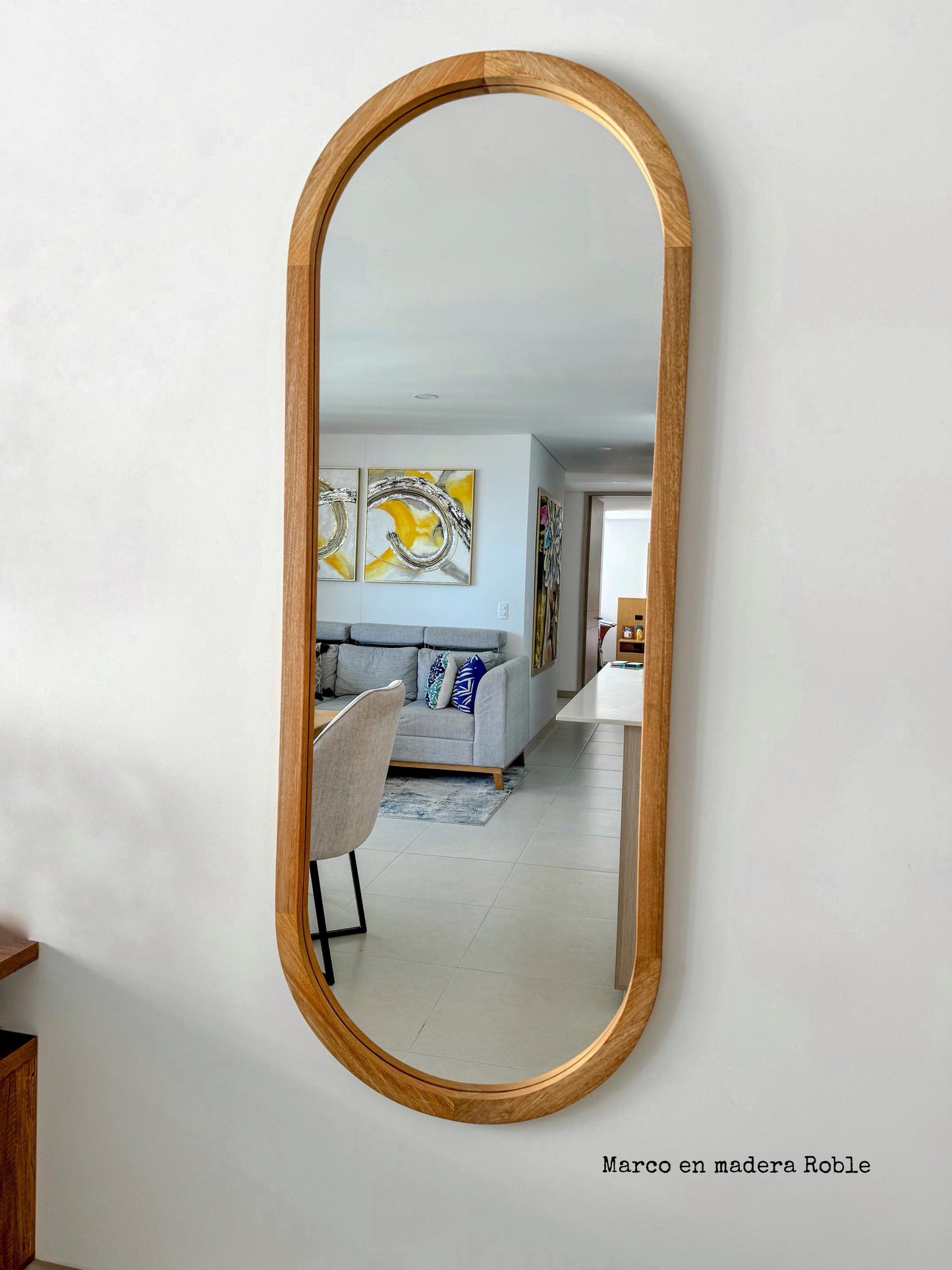 Espejo Ovalado Marco Madera