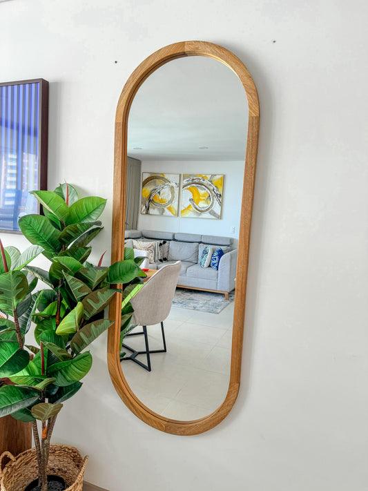 Espejo Ovalado Marco Madera